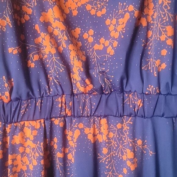 T Bags XS Blue Floral Kimono Mini Stretchy Dress Coquette Waist Tie Sexy Boho - Picture 12 of 13